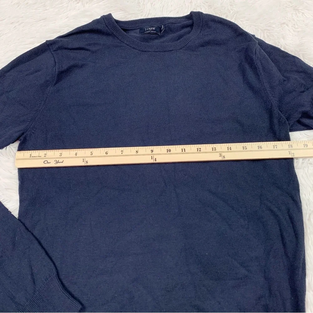 J‎ crew long sleeve crew neck Harbor Cotton pullover sweater in navy blue